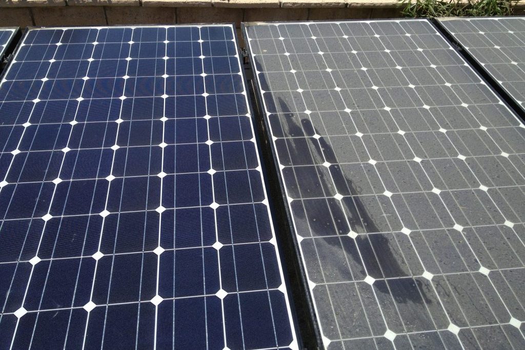before and after solar panel cleaning