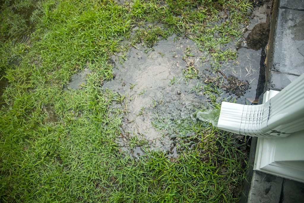 Foundation damage due to incorrect gutter drainage
