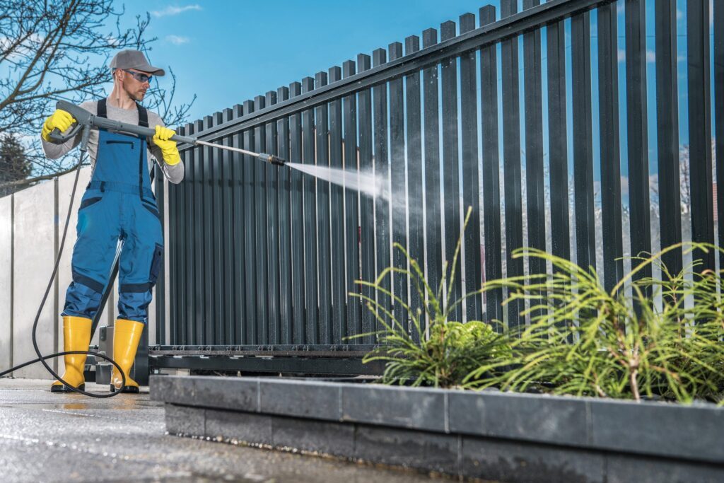 power washing a gate