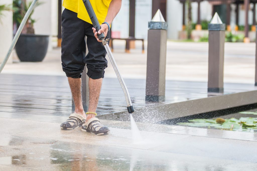 DIY power washing a deck