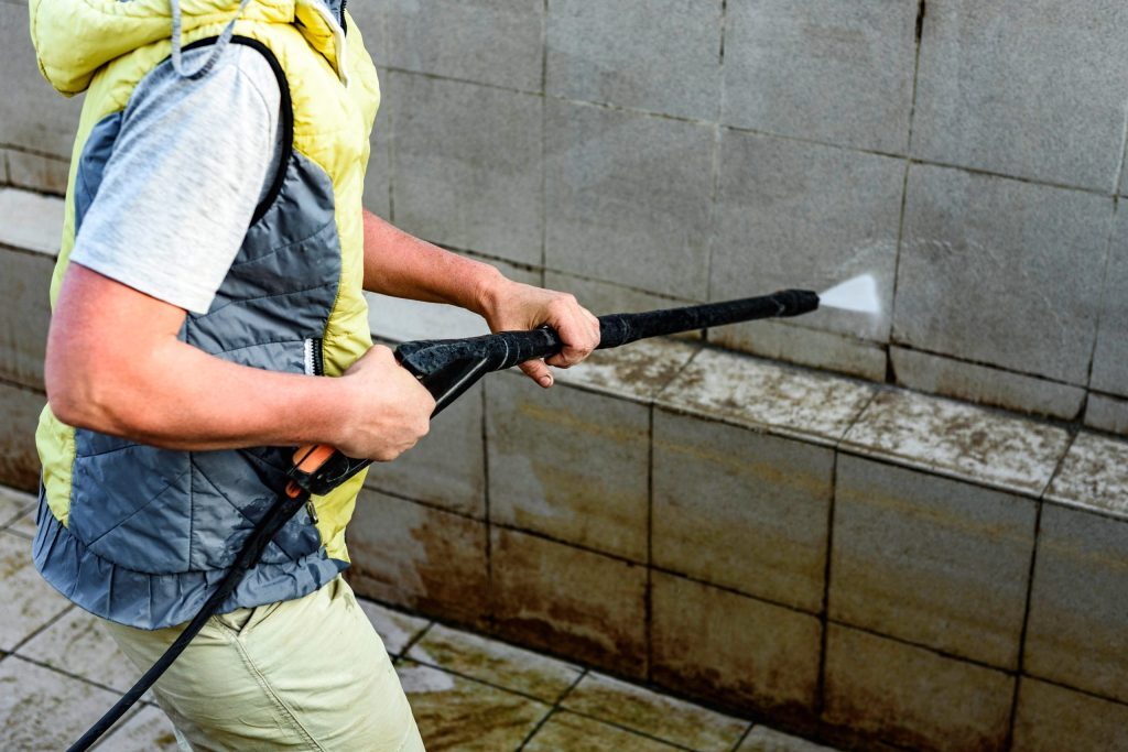 power washing pool ground