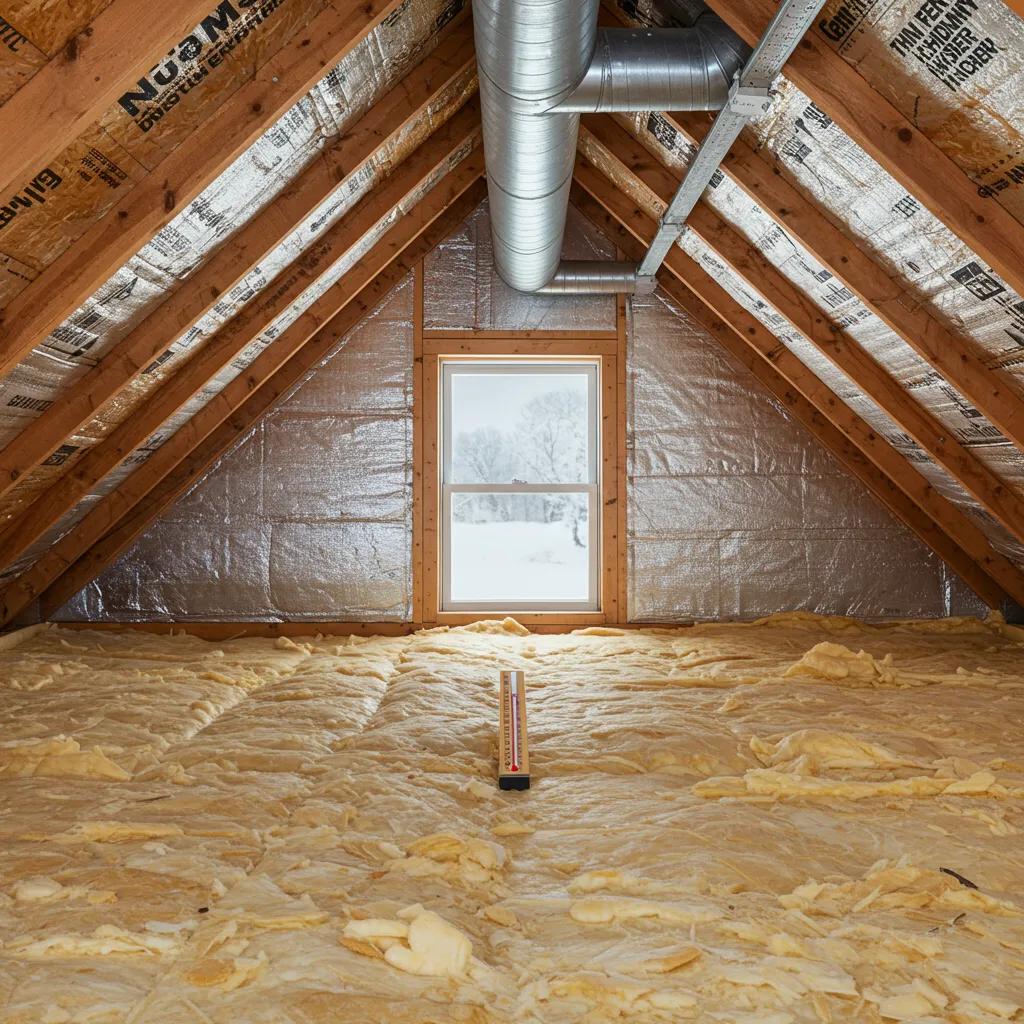 Well-insulated attic showcasing insulation materials and their role in preventing ice dams