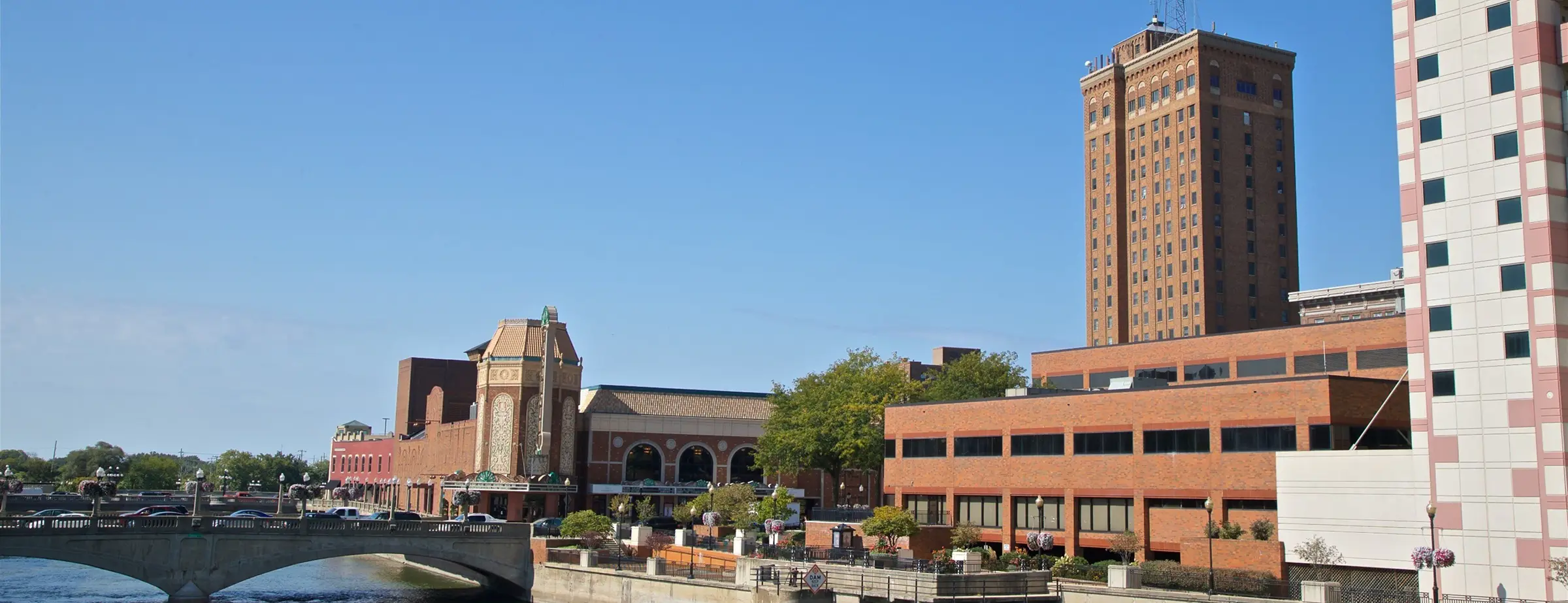 View of the Fox River in Aurora, Illinois