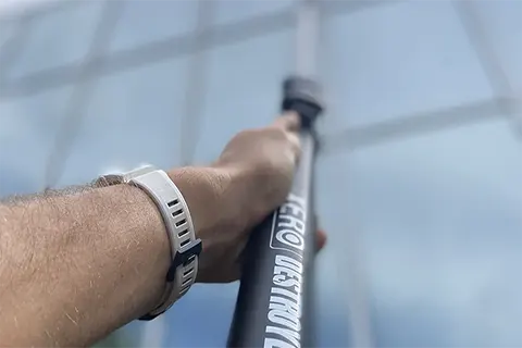 solar panel cleaning using water fed pole system