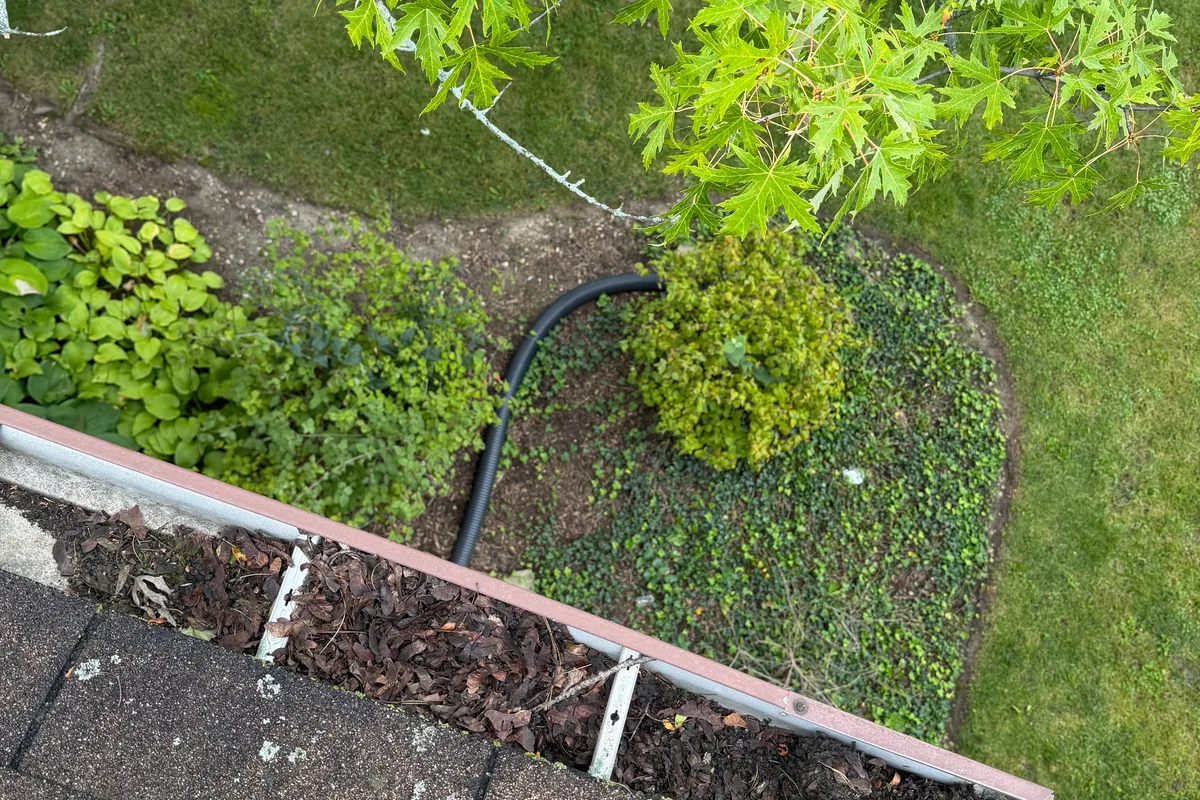 Gutter Cleaning before — Antioch IL 2-story house