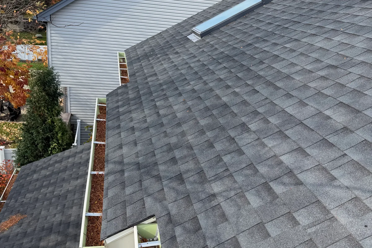 Gutter Cleaning before — Buffalo Grove IL 2-story house