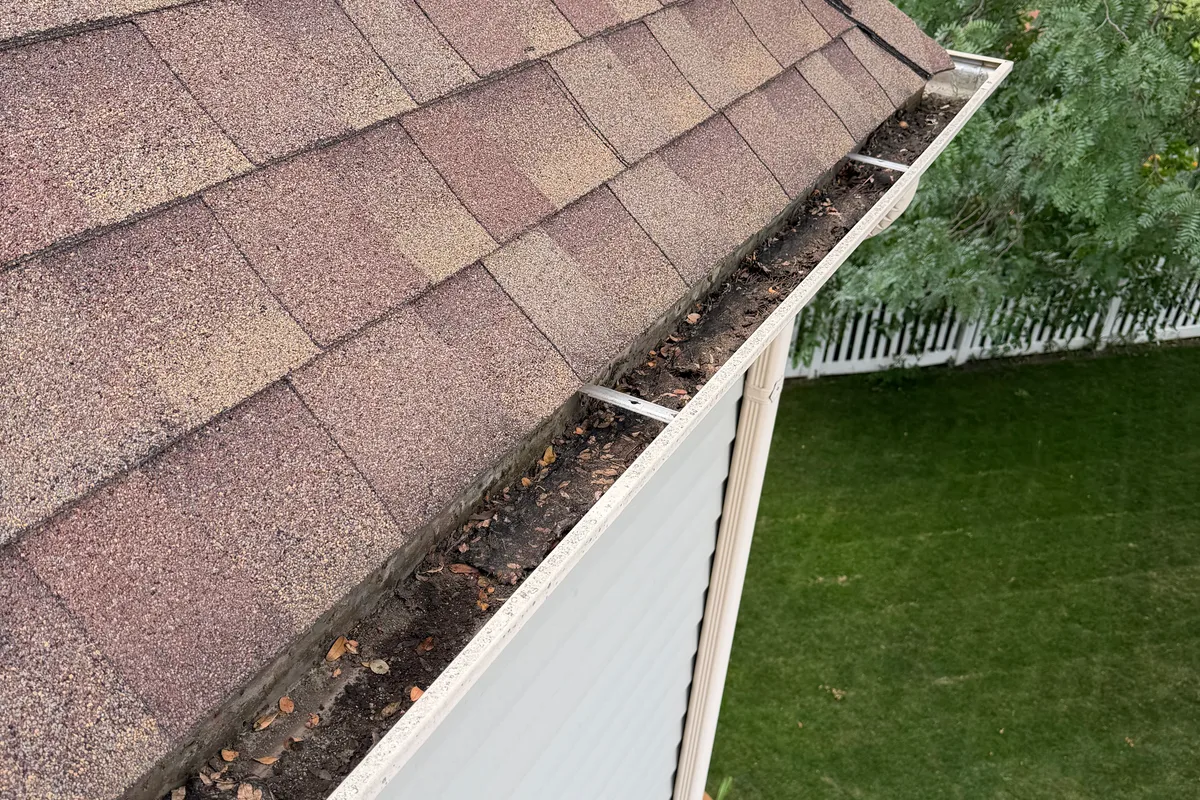 Gutter Cleaning before — Carol Stream IL 2-story house