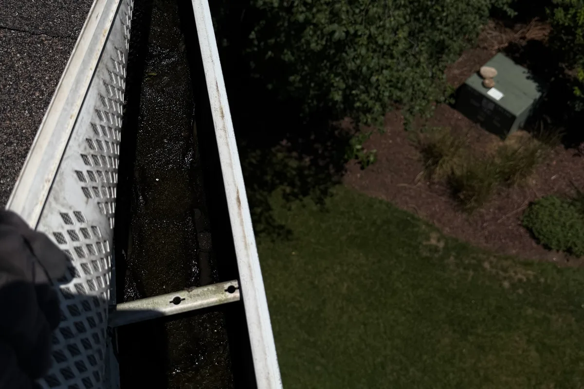 Gutter Cleaning before — Cary IL 2-story house