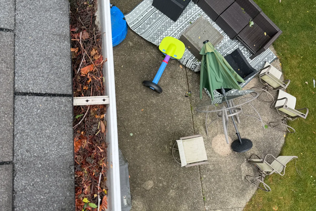 Gutter Cleaning before — Deerfield IL 2-story house