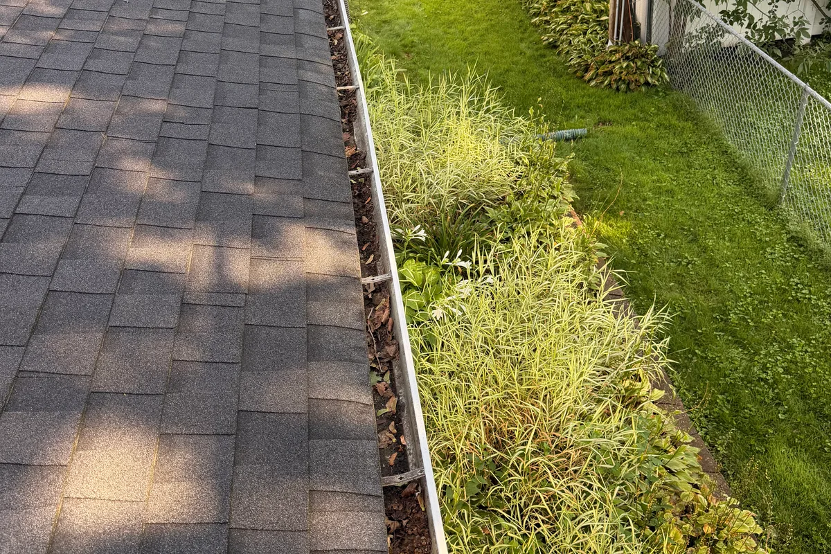 Gutter Cleaning before — Deerfield IL 2-story house