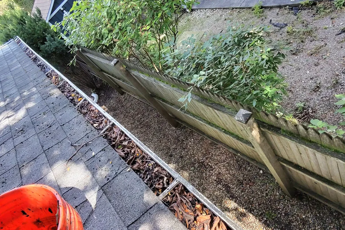 Gutter Cleaning before — Evanston IL 2-story house