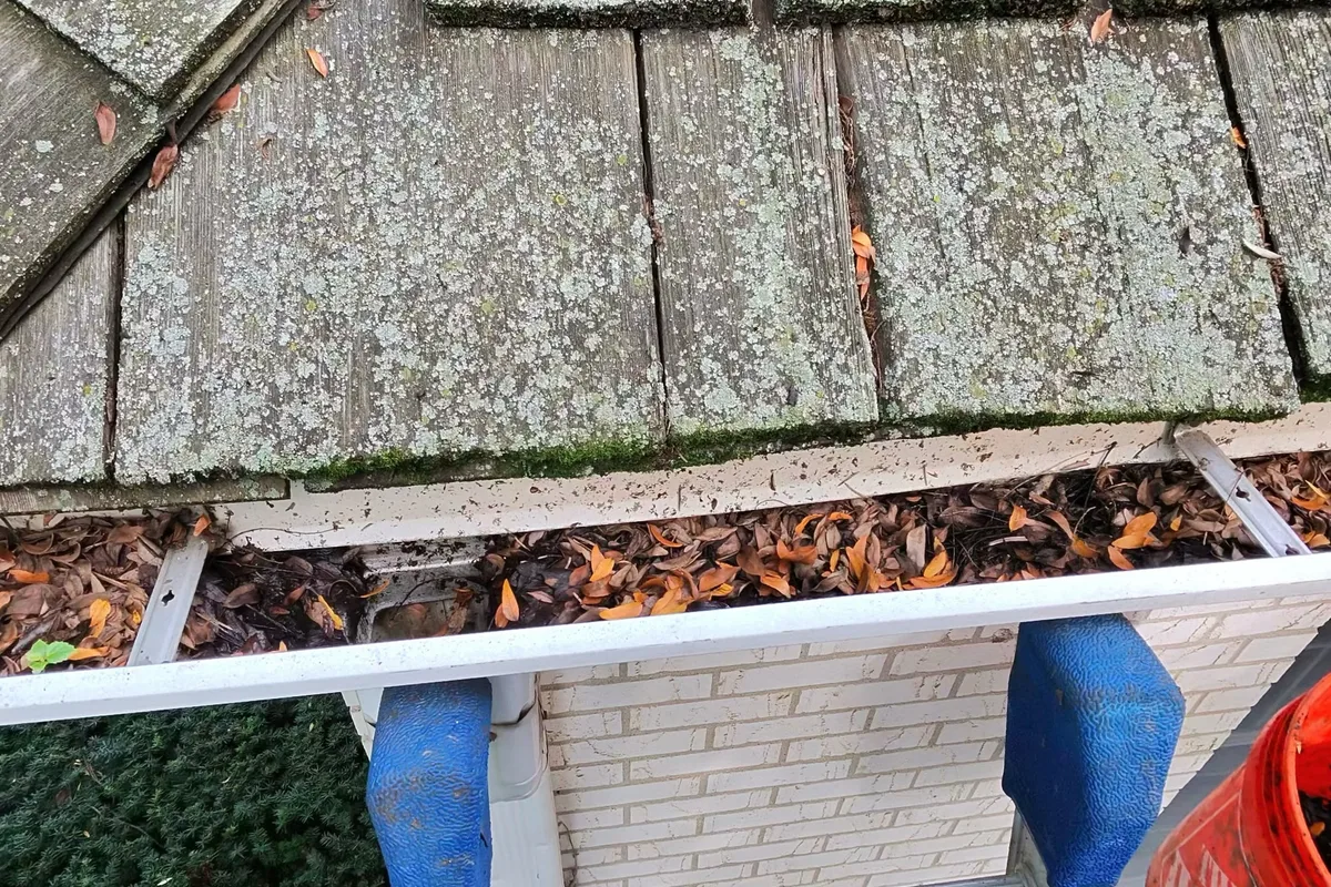 Gutter Cleaning before — Glenview IL 2-story house