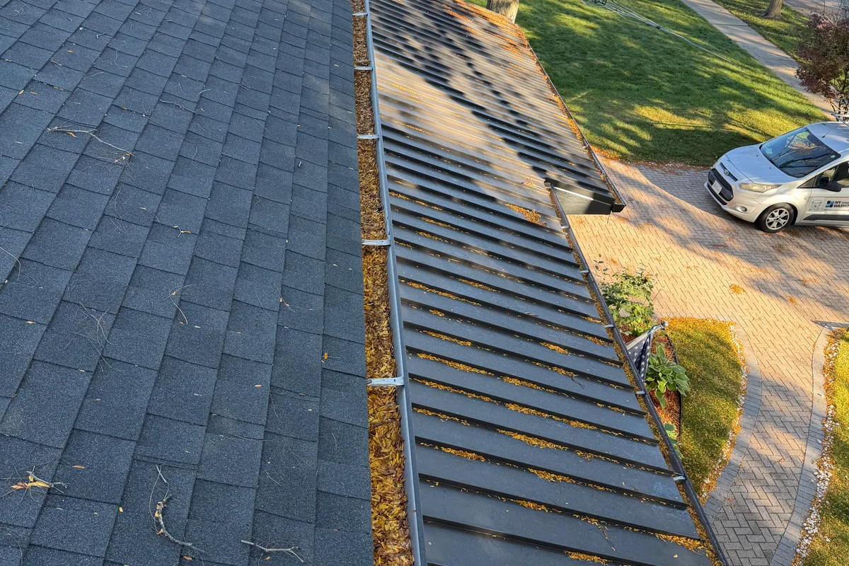 Gutter Cleaning before — Glenview IL 2-story house