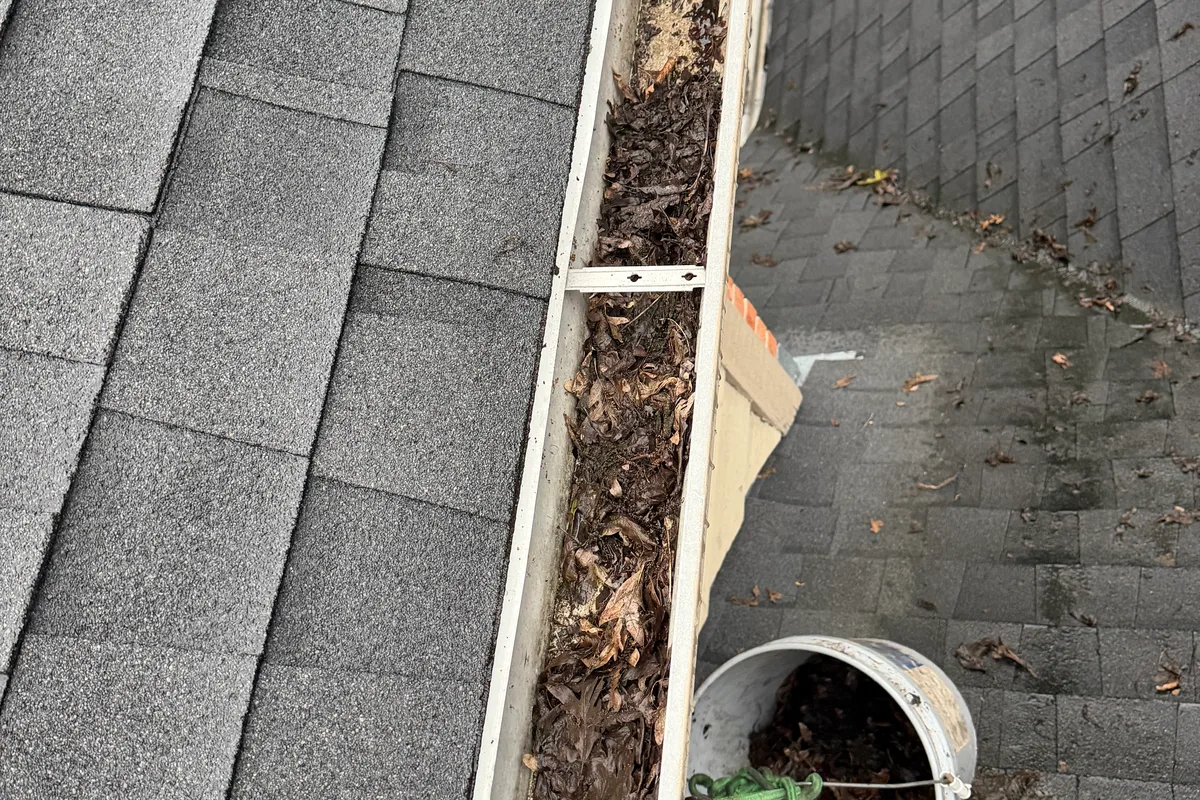 Gutter Cleaning before — Grayslake IL 2-story house