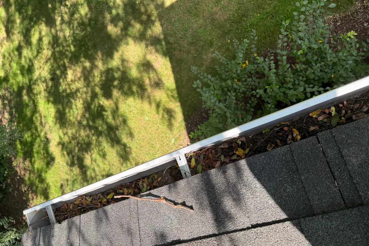 Gutter Cleaning before — Johnsburg IL 1-story house