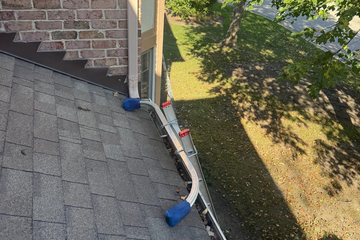 Gutter Cleaning before — Lake Bluff IL 2-story house