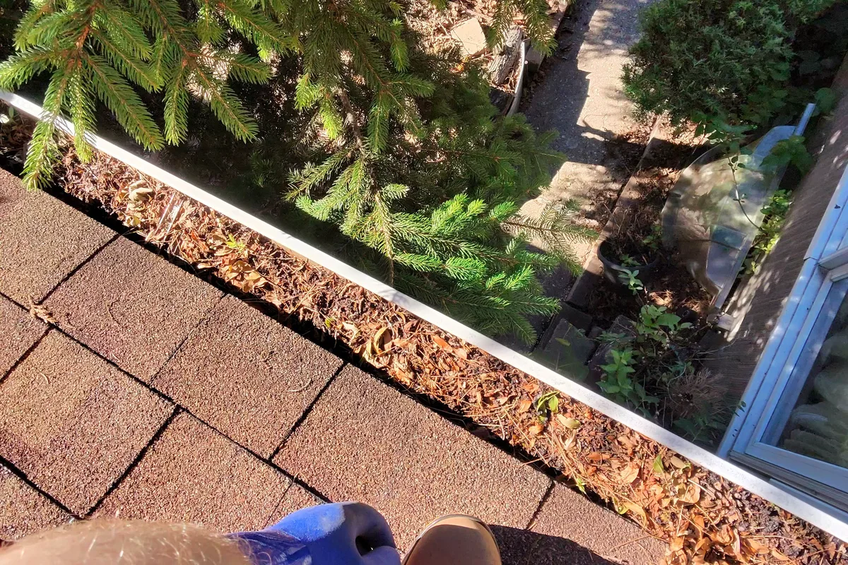 Gutter Cleaning before — Libertyville IL 1-story house