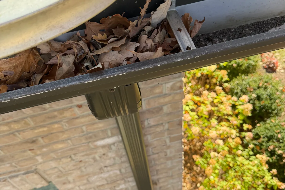 Gutter Cleaning before — Lincolnshire IL 2-story house