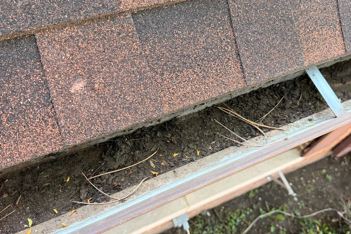Gutter Cleaning before — Lincolnwood IL 2-story house