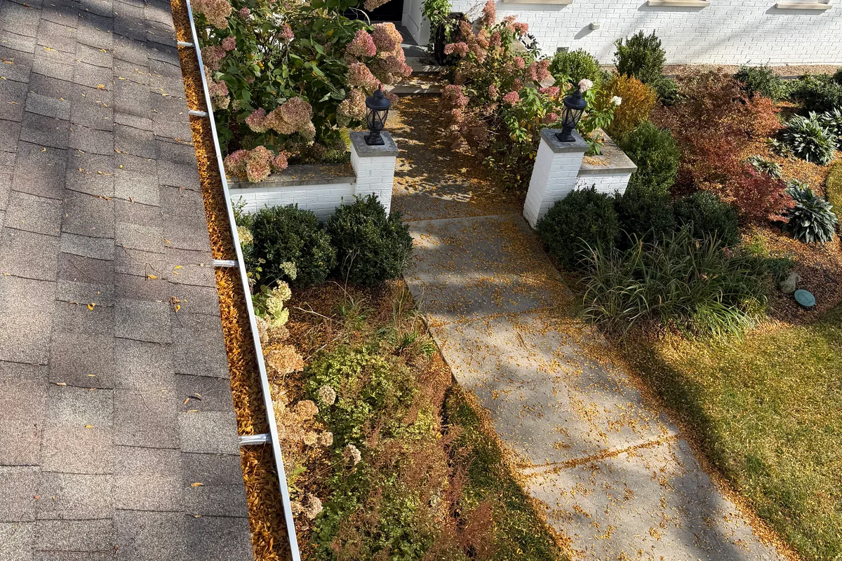 Gutter Cleaning before — Northbrook IL 1-story house