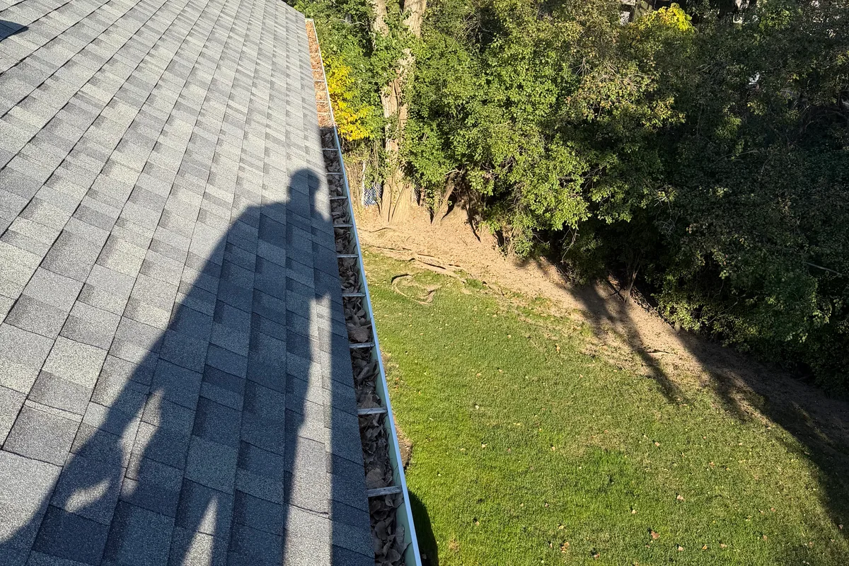 Gutter Cleaning before — Northbrook IL 2-story house