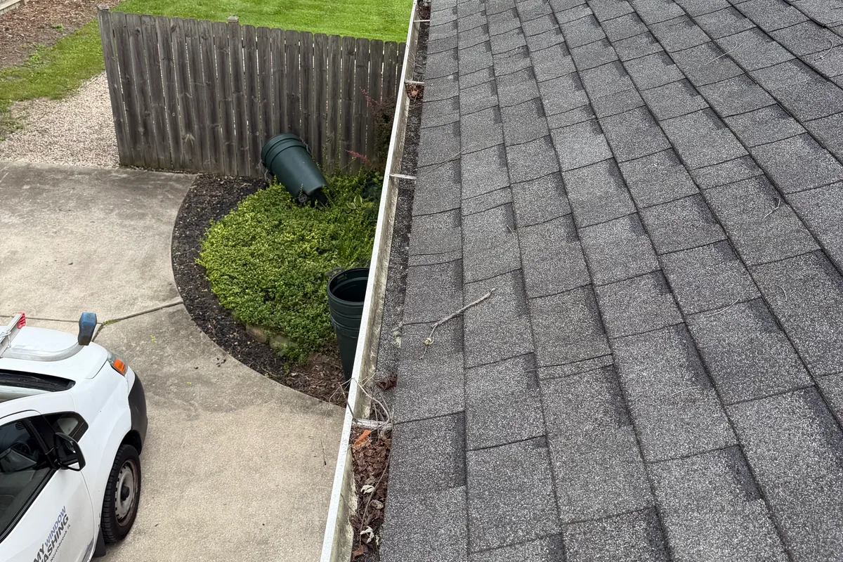 Gutter Cleaning before — Prospect Heights IL 2-story house
