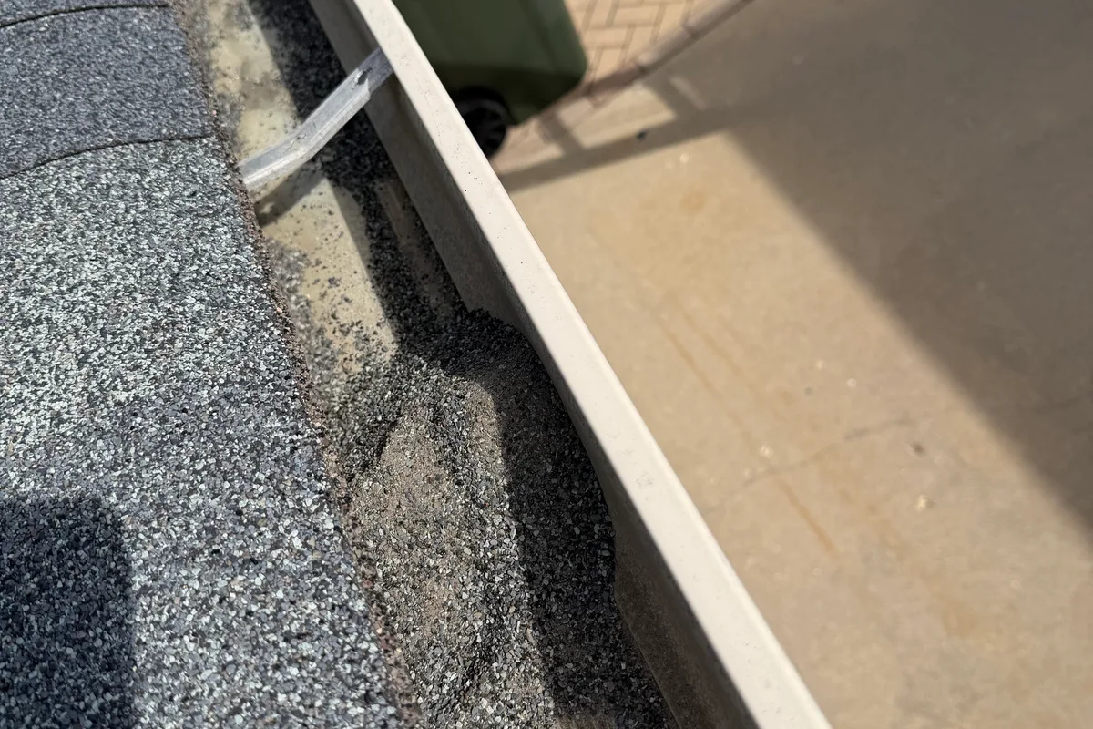 Gutter Cleaning before — Rosemont IL 2-story house