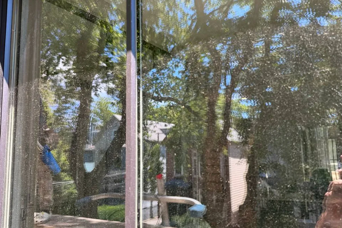 Window Washing before — Chicago IL 3-story house