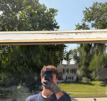 Window washing after &mdash; streak-free glass on a two-story house in Lombard, IL