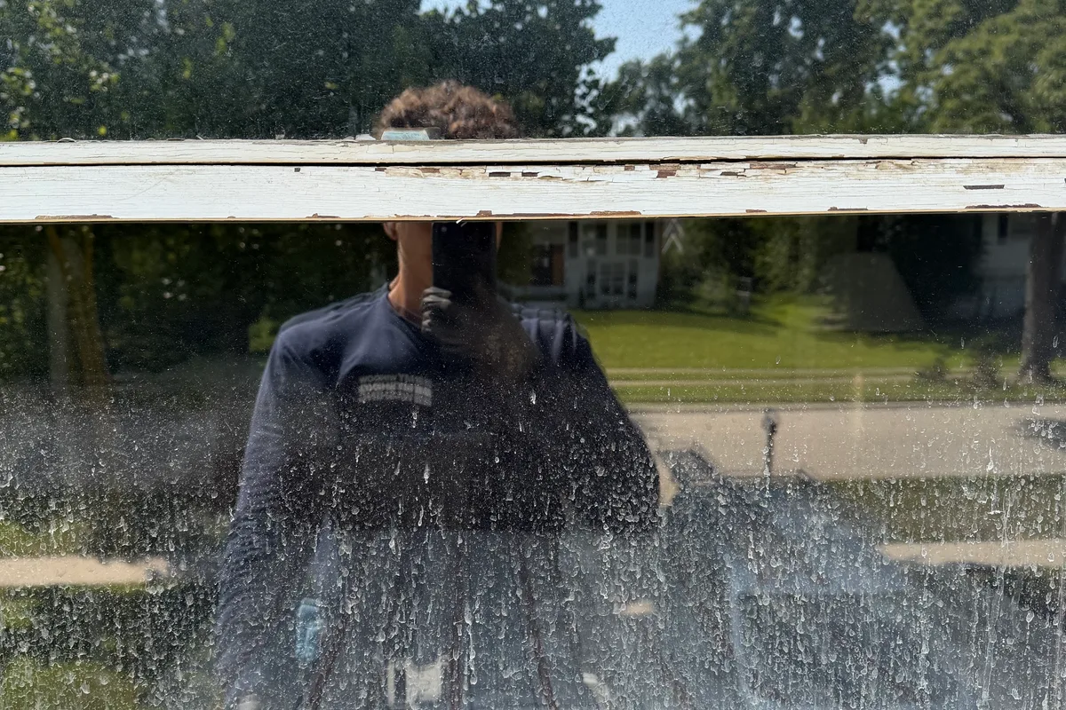Window Washing before — Lombard IL 2-story house