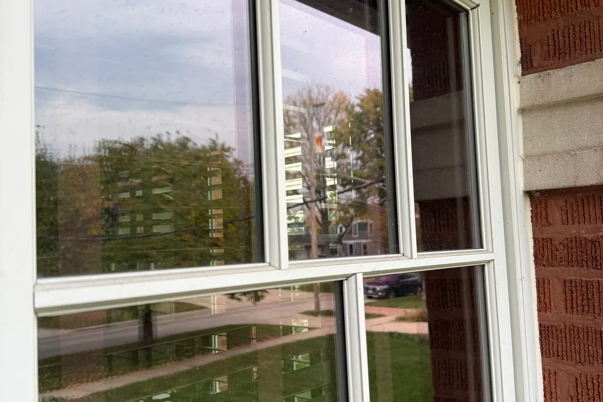 Window Washing before — Park Ridge IL 2-story house