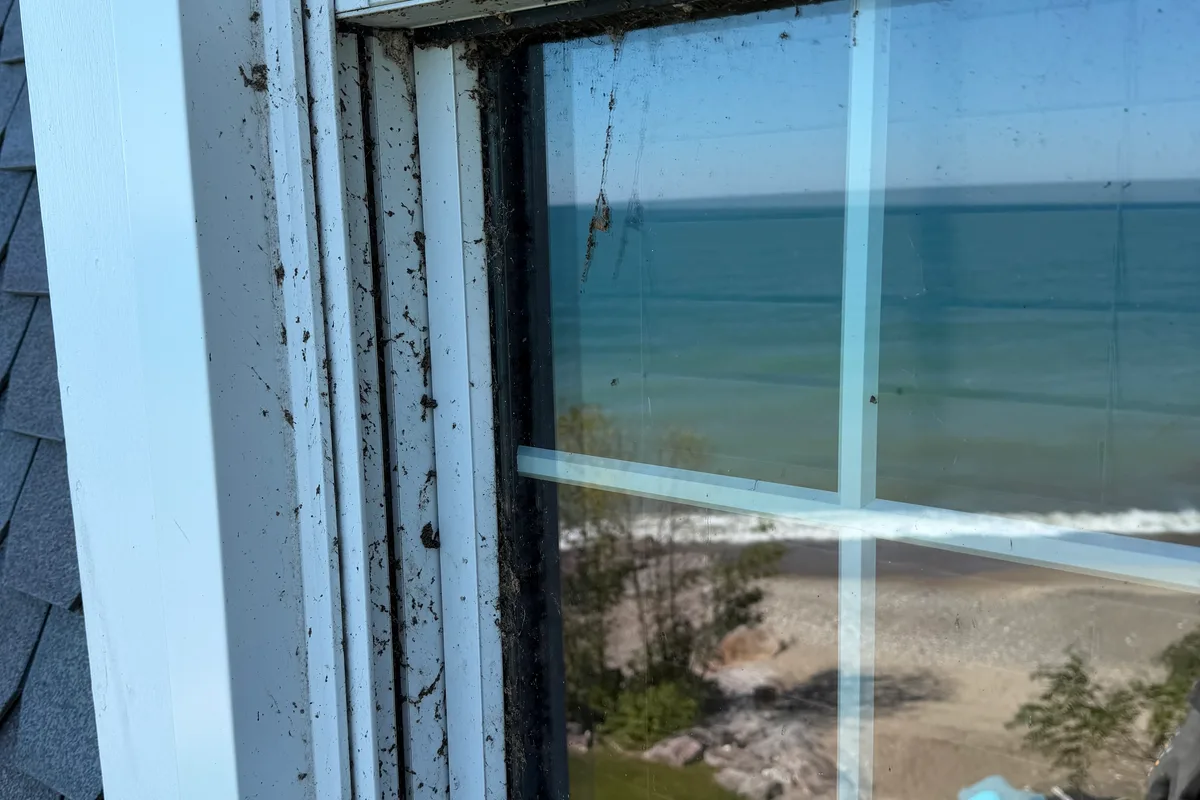 Window Washing before — Racine IL 2-story house
