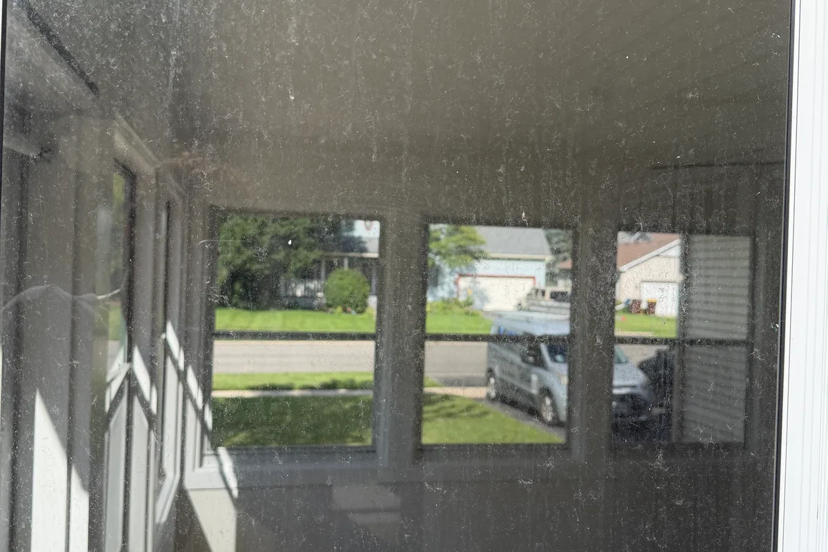 Window Washing before — Woodstock IL 2-story house